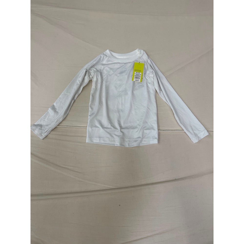 All in Motion Boys Long Sleeve Rash Guard Swim Shirt White XS 4-5 UPF 50+ New
